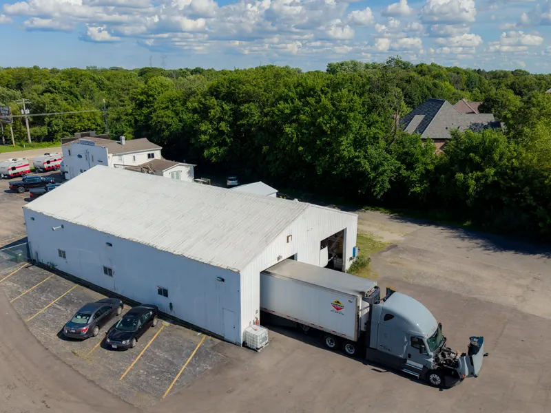 Aerial view of the Truck Shark facility and yard