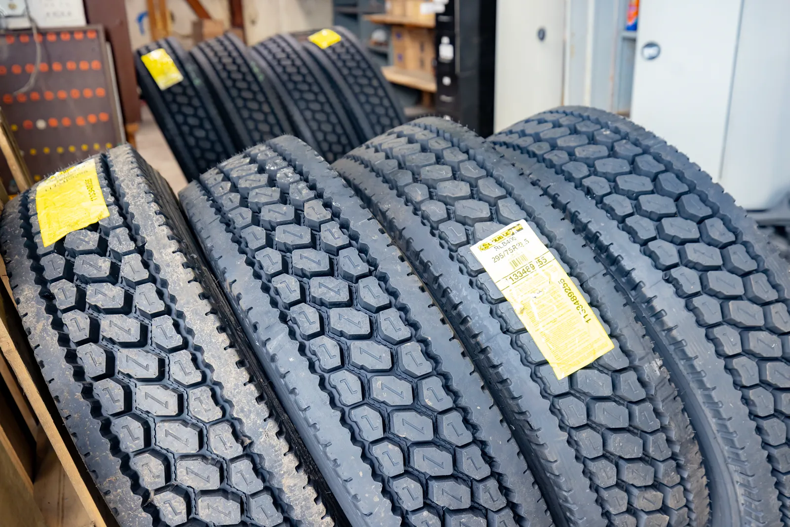 Truck tires at Truck Shark Diesel Repair in Long Grove, Illinois